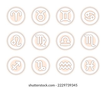 Zodiac astrology signs set. Horoscope elements vector illustration. Esoteric symbols for logo or icons