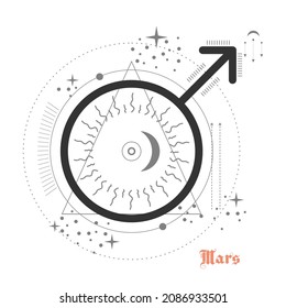 Zodiac and astrology symbol of the Mars planet