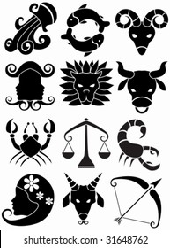 Zodiac Black Icon Set