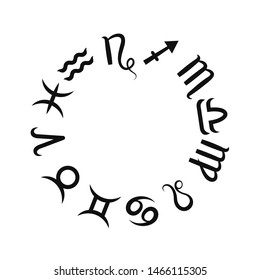 Zodiac black sign set. Astrological horoscope. Vector illustration