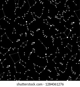 Zodiac black and white constellations pattern