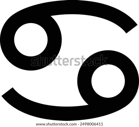 Zodiac, Cancer flat black vector icon.