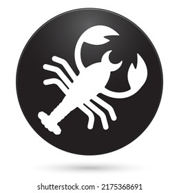Zodiac cancer icon, black circle button with gradient. Vector illustration.