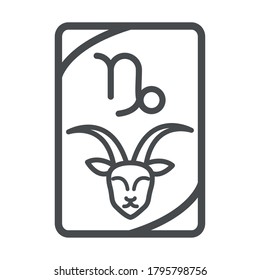 zodiac capricorn esoteric tarot prediction card line style icon vector illustration