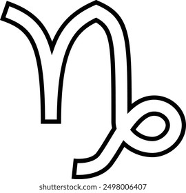 Zodiac, Capricorn flat black vector icon.