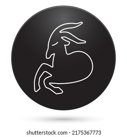 Zodiac Capricorn Icon, Black Circle Button With Gradient. Vector Illustration.