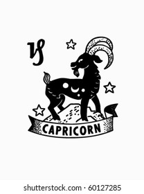 Zodiac - Capricorn - Retro Clip Art