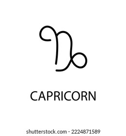 Zodiac Capricorn Sign in linear style isolated. Capricorn zodiac symbol in minimal style. vector illustration 