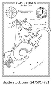 ZODIAC CAPRICORNUS CARD ILLUSTRATION-Zodiac Sign Illustraion