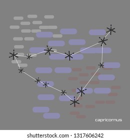 Zodiac capricornus star constellation line art background. Can be used for fluent design poster, cover, flyer