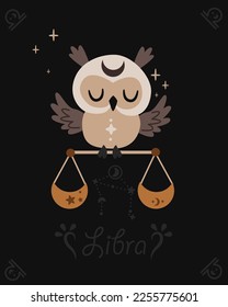 tarjeta zodiac con libra - ilustración vectorial, eps