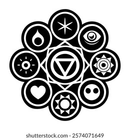 Zodiac chakra icon in glyph style