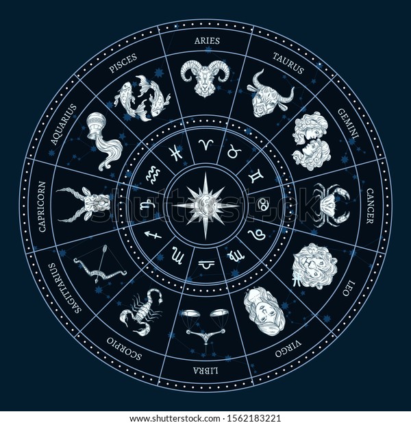 Zodiac Circle Round Horoscope Cancer Scorpio Stock Vector (Royalty Free ...