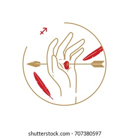 Zodiac circle symbol. Sagittarius.