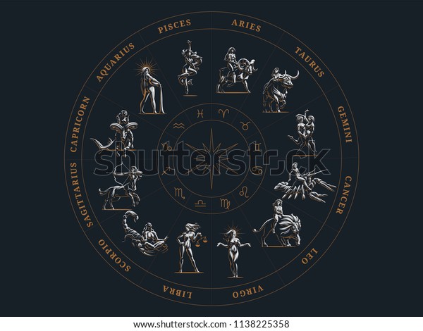 The zodiac circle.\
Vector illustration.
