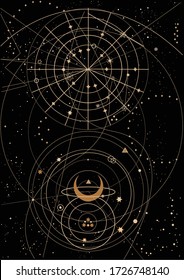 Zodiac circles on the black background -Vector