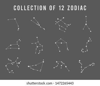 Zodiac collection of 12 zodiac signs on white background. Vector illustration eps 10.