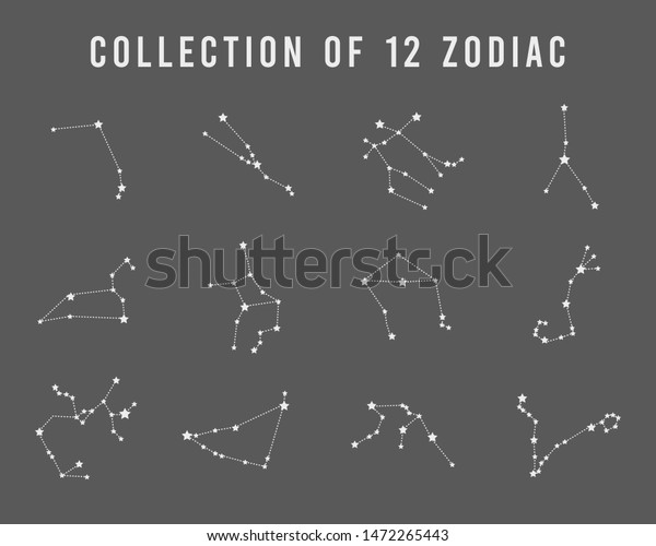 白い背景に12帯の星座のコレクション ベクターイラストeps10 のベクター画像素材 ロイヤリティフリー