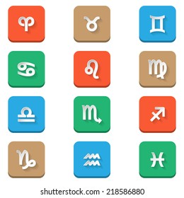 Zodiac color icons flat