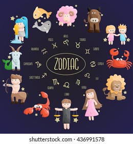 zodiac color sign symbol cartoon illustration