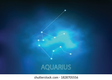 Zodiac constellation Aquarius. Vector illustration. Astronomy.