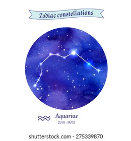 Zodiac constellation. Aquarius. The Water-bearer. Vector illustration