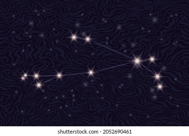 Zodiac constellation Aries on the background of the starry sky. Сonstellation of Aries on a textured background of a starry night. Astrological zodiac on the background of space. Popular astronomy.