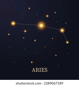 Zodiac constellation Aries on a dark background with stars, vector illustration.