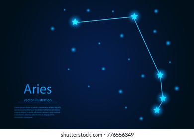 The zodiac constellation of Aries. Starry sky. Dark blue background of space. Vector illustration eps10.