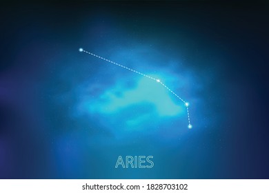 Zodiac constellation Aries. Vector illustration. Astronomy.