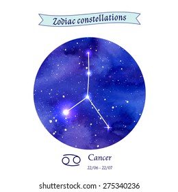 Zodiac constellation. Cancer. The Crab. Vector illustration