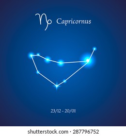 Zodiac constellation. Capricorn. The Goat. Vector illustration