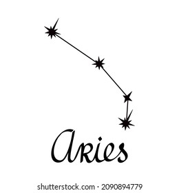 Zodiac constellation collection simple vector illustration, Aries astrology horoscope symbol for future events prediction, stars connected with lines