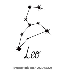 Zodiac constellation collection simple vector illustration, Leo astrology horoscope symbol for future events prediction, stars connected with lines