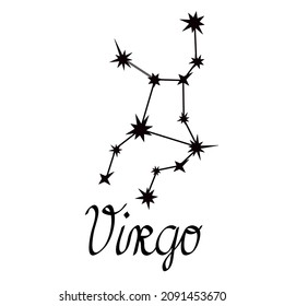 Zodiac constellation collection simple vector illustration, Virgo astrology horoscope symbol for future events prediction, stars connected with lines