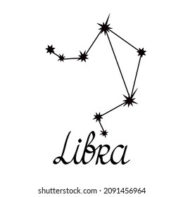 Zodiac constellation collection simple vector illustration, Libra astrology horoscope symbol for future events prediction, stars connected with lines