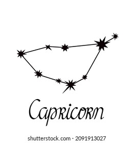 Zodiac constellation collection simple vector illustration, Capricorn astrology horoscope symbol for future events prediction, stars connected with lines