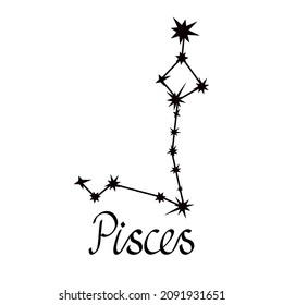 Zodiac constellation collection simple vector illustration, Pisces astrology horoscope symbol for future events prediction, stars connected with lines