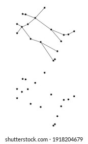 zodiac constellation Gemini. black sign on a white background. stars, space, universe. vector illustration.