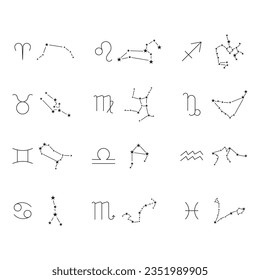 Zodiac and Constellation Icon Set Vector Design.