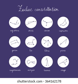 zodiac constellation icons. vector illustration