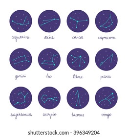 zodiac constellation icons. vector illustration