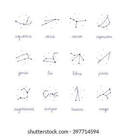 zodiac constellation icons. vector illustration