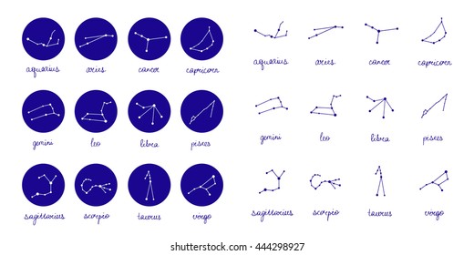 zodiac constellation icons. vector illustration