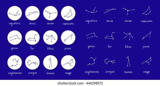 zodiac constellation icons. vector illustration
