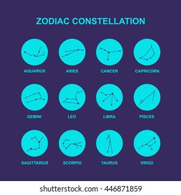 zodiac constellation icons. vector illustration