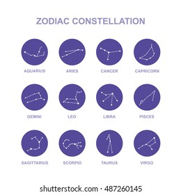 zodiac constellation icons. vector illustration