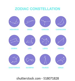 zodiac constellation icons. vector illustration