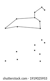 zodiac constellation Leo. black sign on a white background. stars, space, universe. vector illustration.