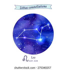 Zodiac constellation. Leo. The Lion. Vector illustration